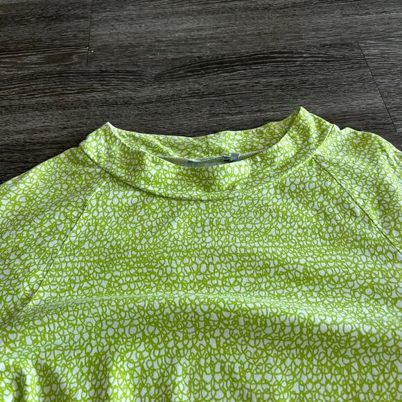 EUC Marimekko 100% Cotton Dress Medium Lime Green White Abstract Print Tunic - Picture 10 of 16